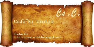 Csáki Cintia névjegykártya